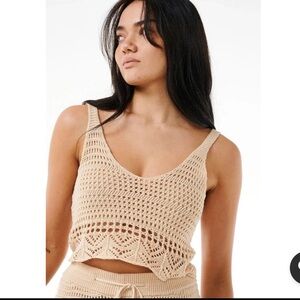 Rip Curl Cream Ribbed Crop Tank Top